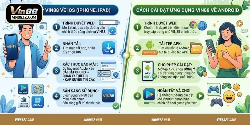 Hướng dẫn tải app VIN88 về IOS, Android