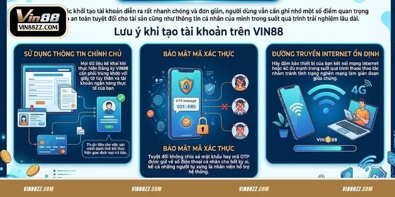 Lưu ý khi tạo tài khoản trên VIN88