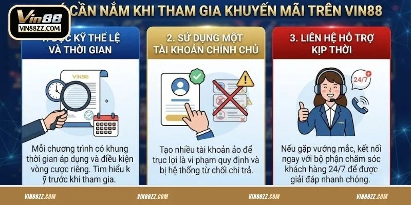 Lưu ý khi tham gia khuyến mãi trên VIN88